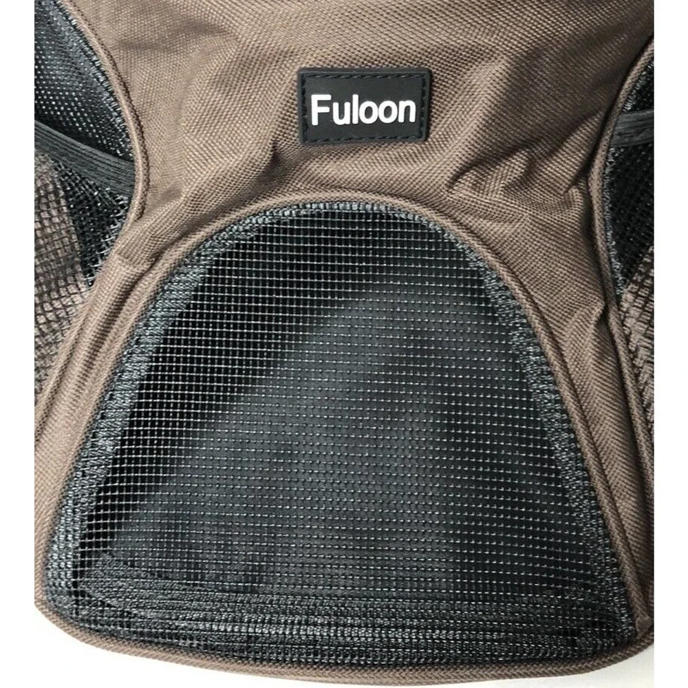 NEW‎ Fuloon Small Brown Pet Backpack Vented Carrier with Adjustable Straps